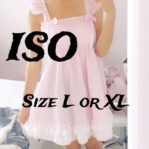 ISO Pink Gingham lace trim dress with bows and frilly sleeves